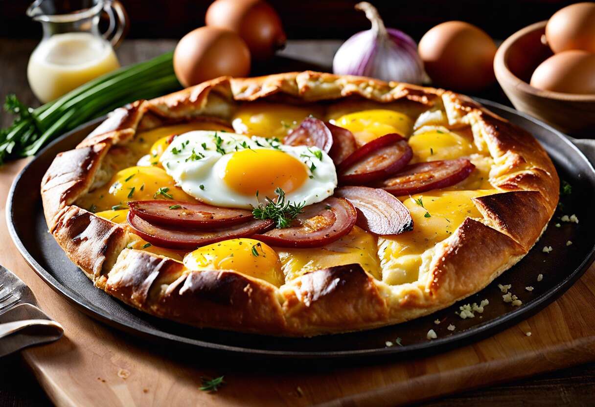 Comment préparer une savoureuse galette à l&rsquo;andouille, œuf et oignons au cidre ?