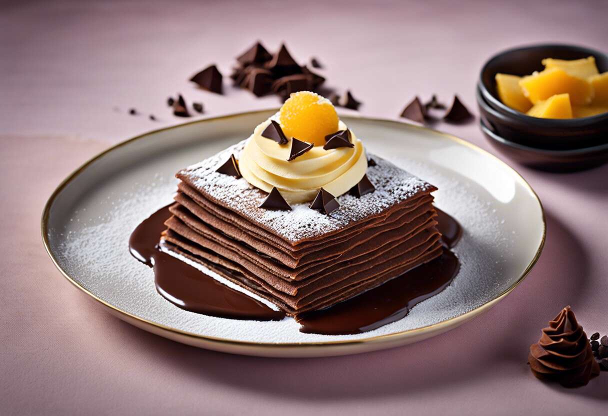 Recette de mousse au chocolat et crêpe dentelle à la bretonne