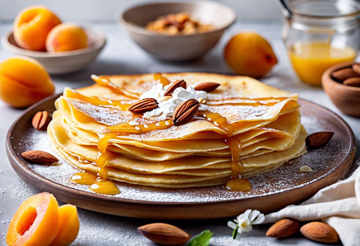 Aumônière de crêpe bretonne à l'abricot et aux amandes : recette Gourmande
