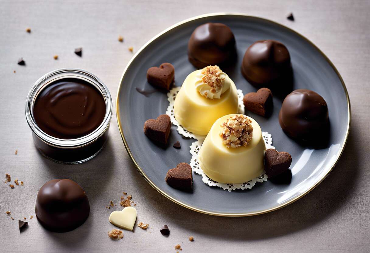 Recette de truffes au praliné et cœur chocolat avec crêpe dentelle