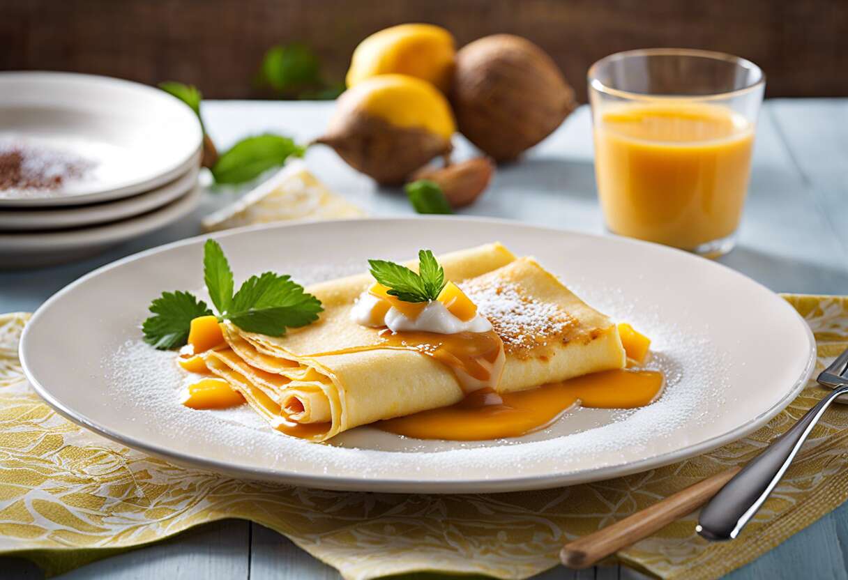 Recette de Crêpes au Lait de Coco et Haché de Poisson avec Sauce Mangue