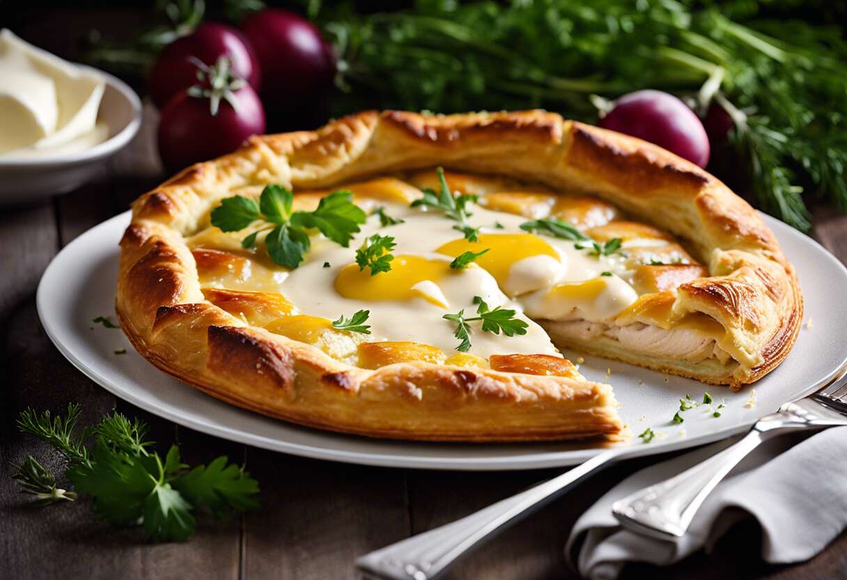 Recette de galette au blanc de poulet, crème et estragon