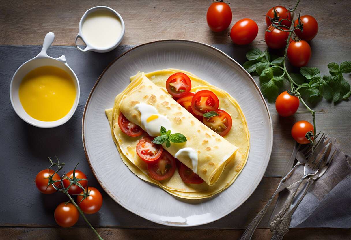 Recette de crêpes roulées au fromage frais et tomates séchées