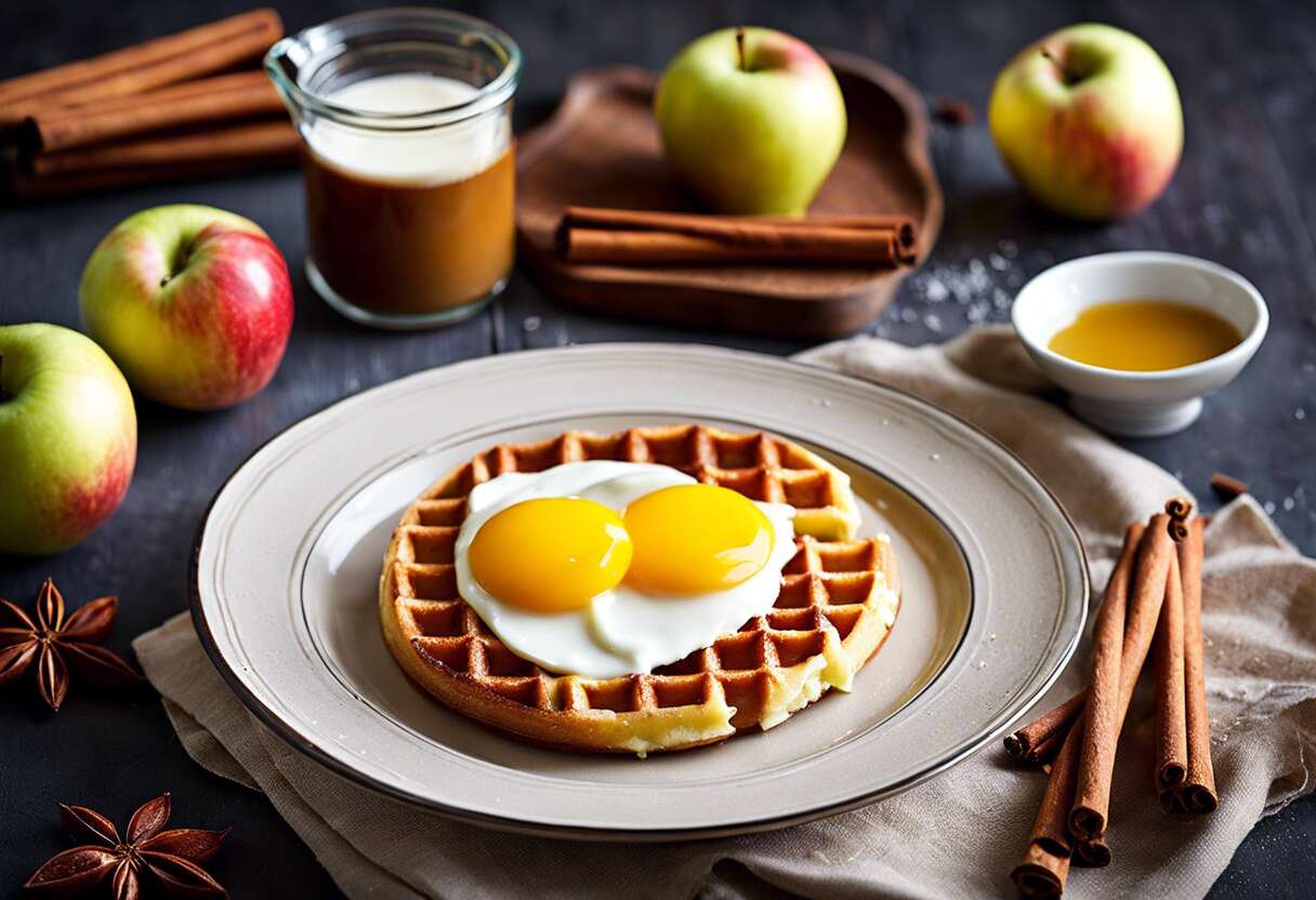 Recette de gaufres aux pommes sautées et glace à la cannelle