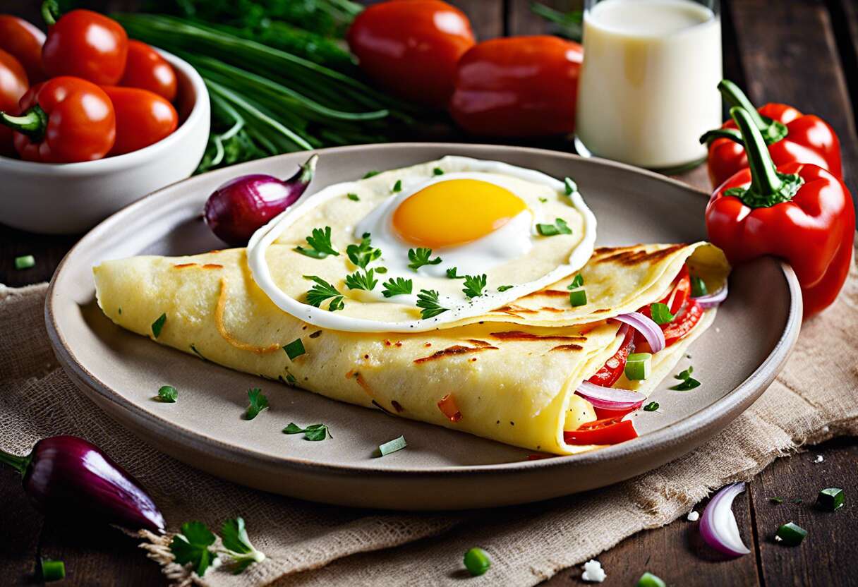 Recette de crêpe et tortilla de pommes de terre et poivrons rouges