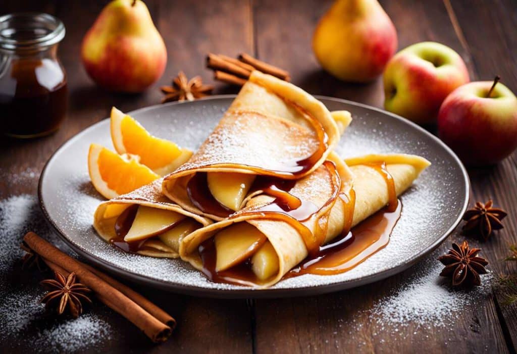 Aumônières de crêpes aux fruits d'hiver