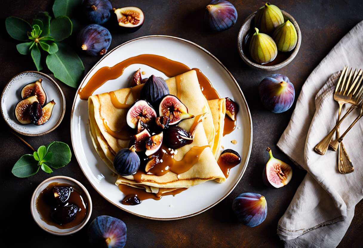Crêpes au caramel et figues rôties