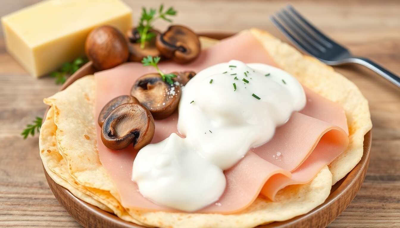 Crêpes au jambon et champignons au micro-ondes : recette rapide et savoureuse