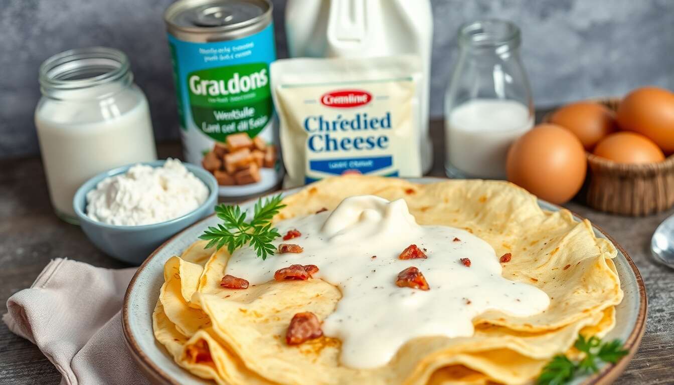 Crêpes crémeuses aux lardons et fromage : une recette délicieuse