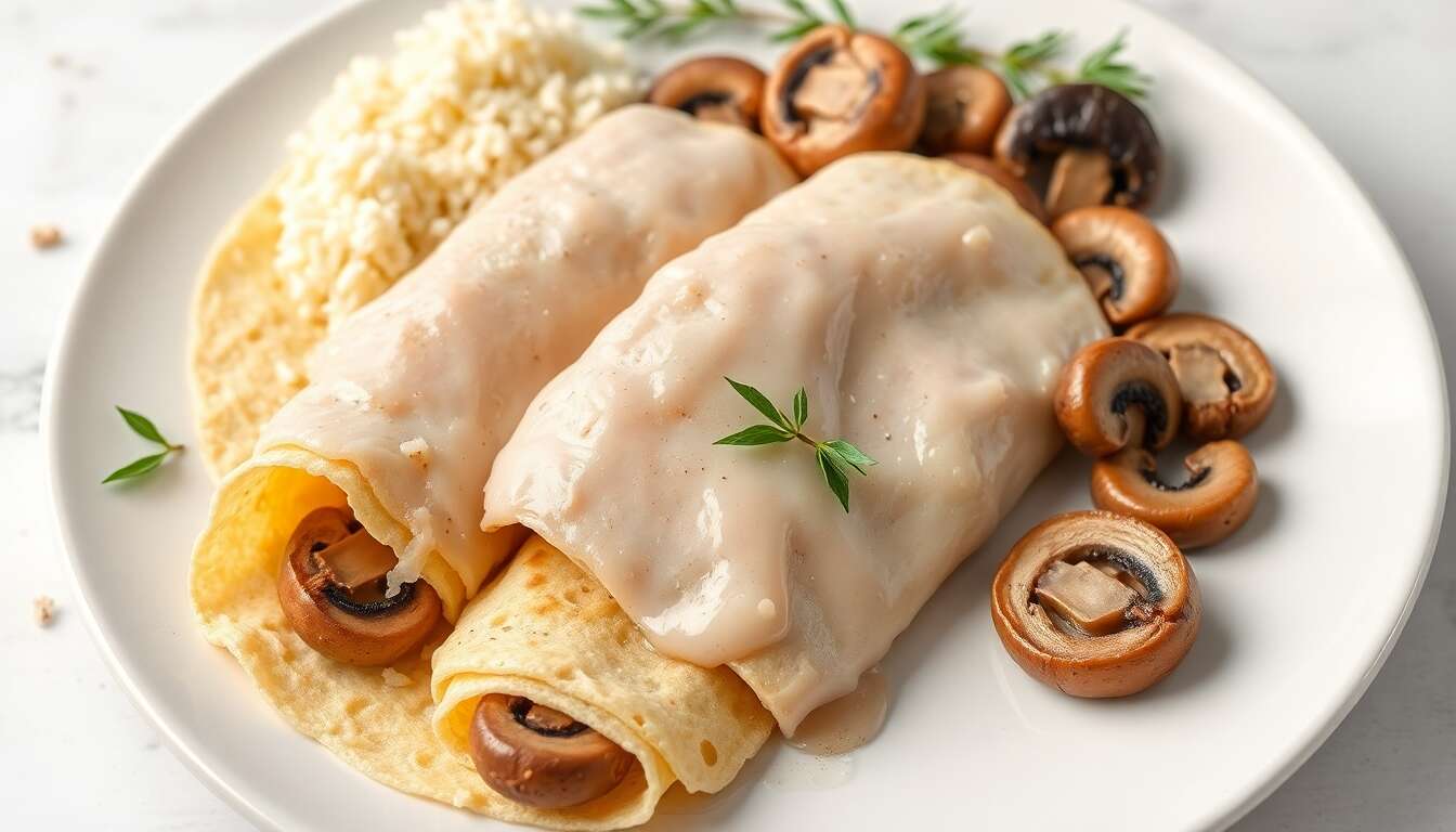 Crêpes aux escalopes de veau, champignons et fromages : recette gourmande