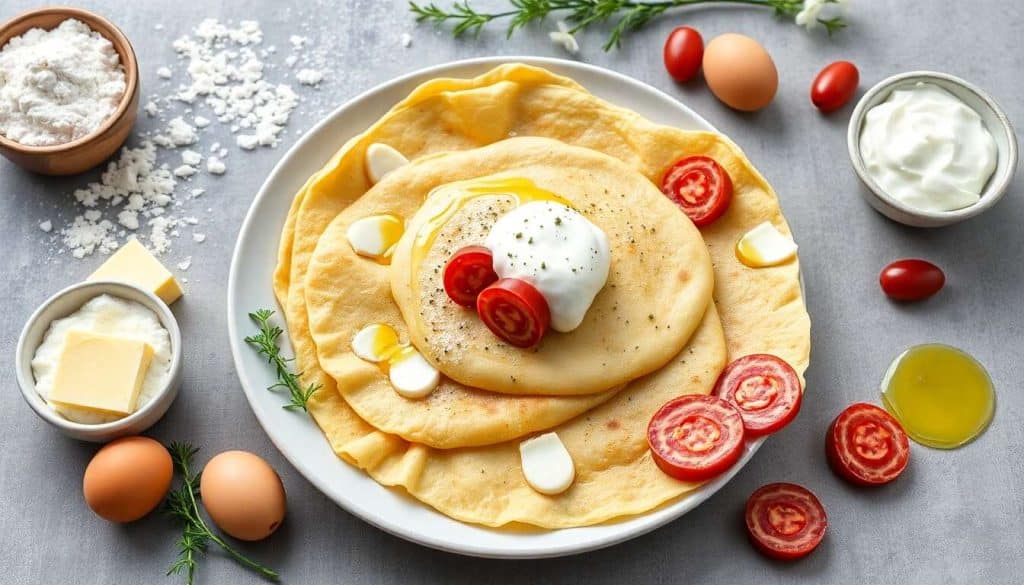 Crêpes croustillantes au sarrasin, saint-Jacques et condiment à l'andouille