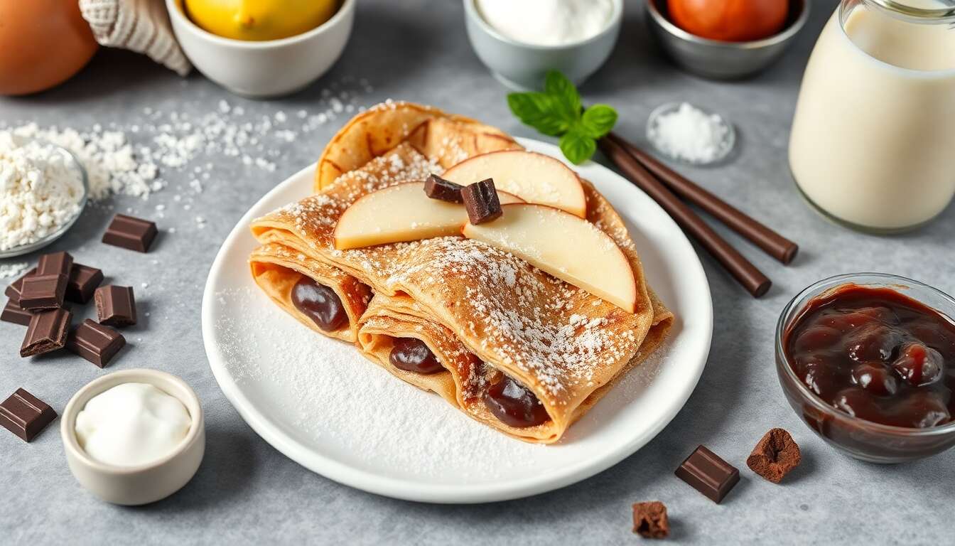 Crêpes au chocolat et pommes : recette gourmande facile