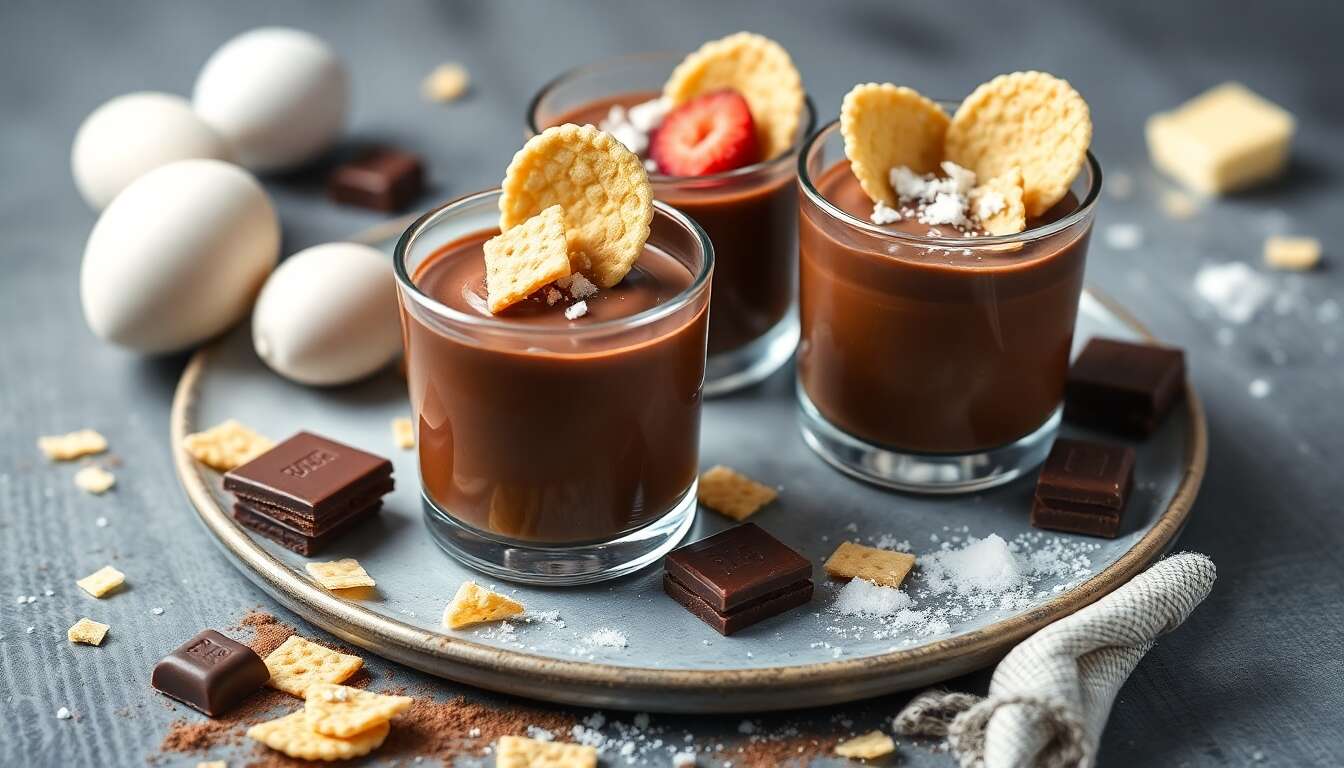 Mousse au chocolat et éclats de crêpes dentelles