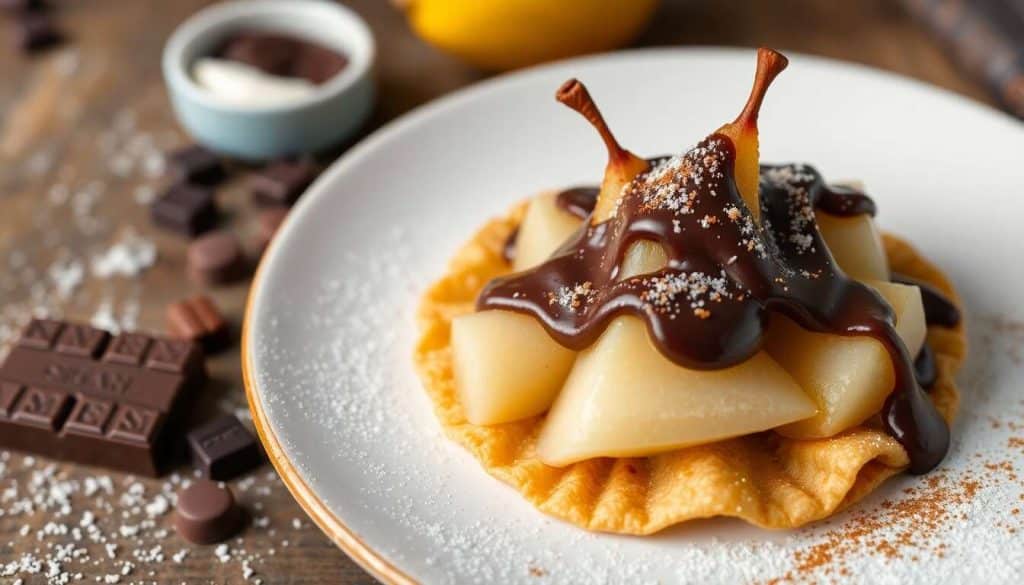 Poires au chocolat sur mini-crêpes : une douceur irrésistible