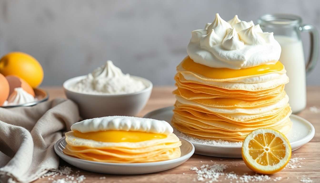 Gâteau de crêpes citron meringué : recette gourmande