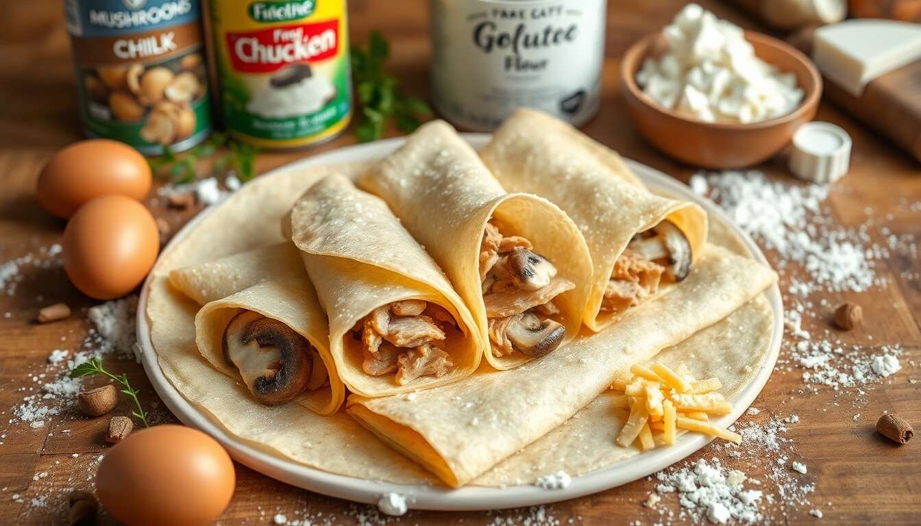 Crêpes surprises roulées aux champignons et restes de poulet : recette anti-gaspillage