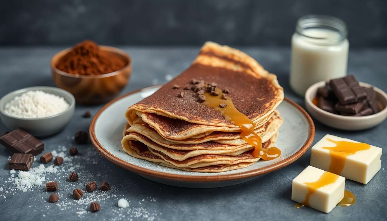 Crêpes gourmandes au chocolat noir et caramel