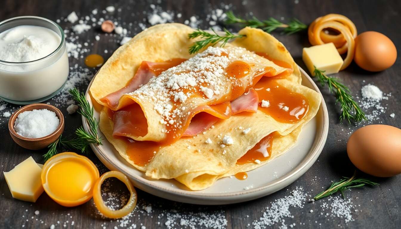 Crêpes farcies au jambon et fondue d'oignons : recette savoureuse