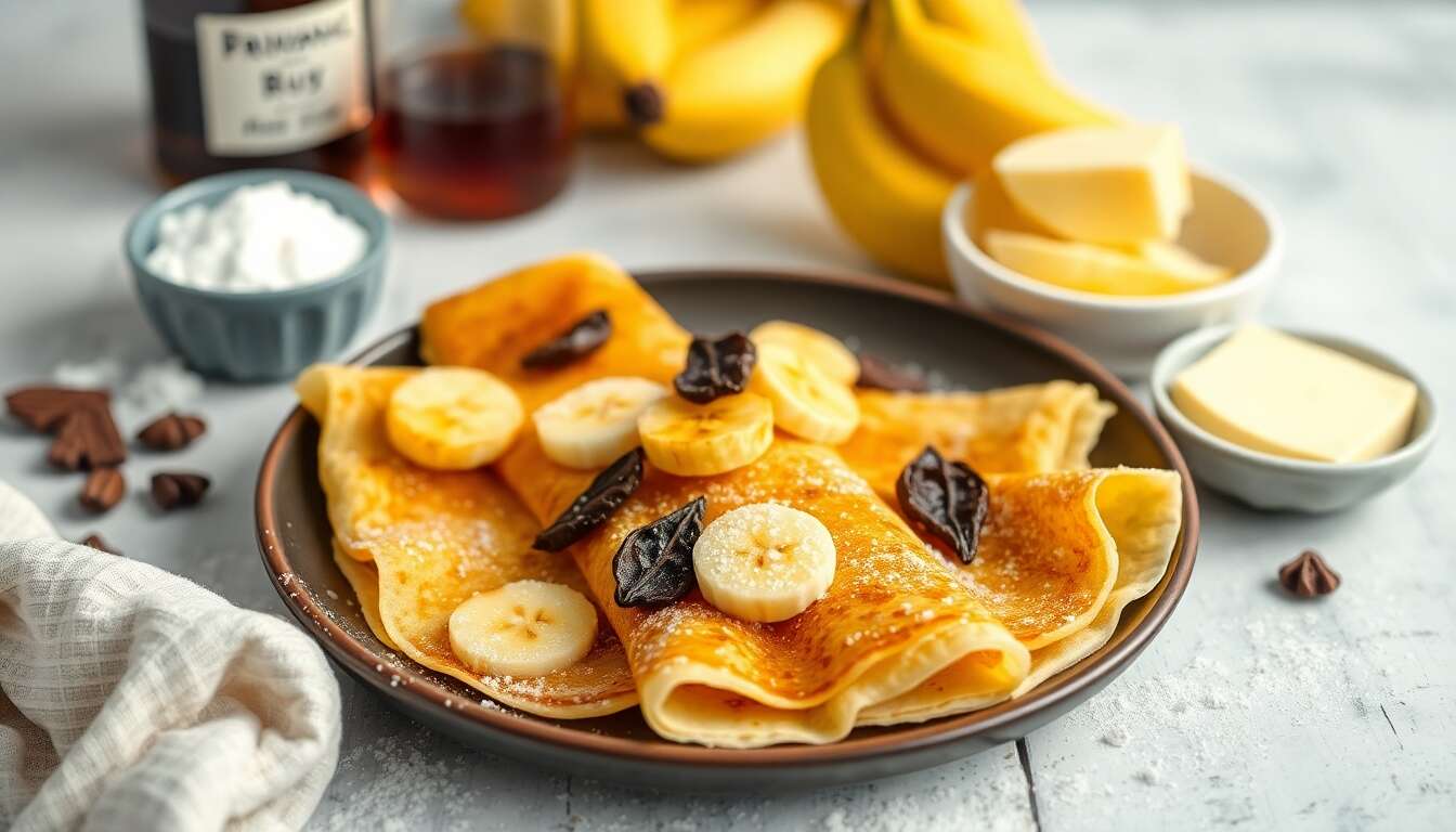 Crêpes aux bananes flambées : recette gourmande et facile
