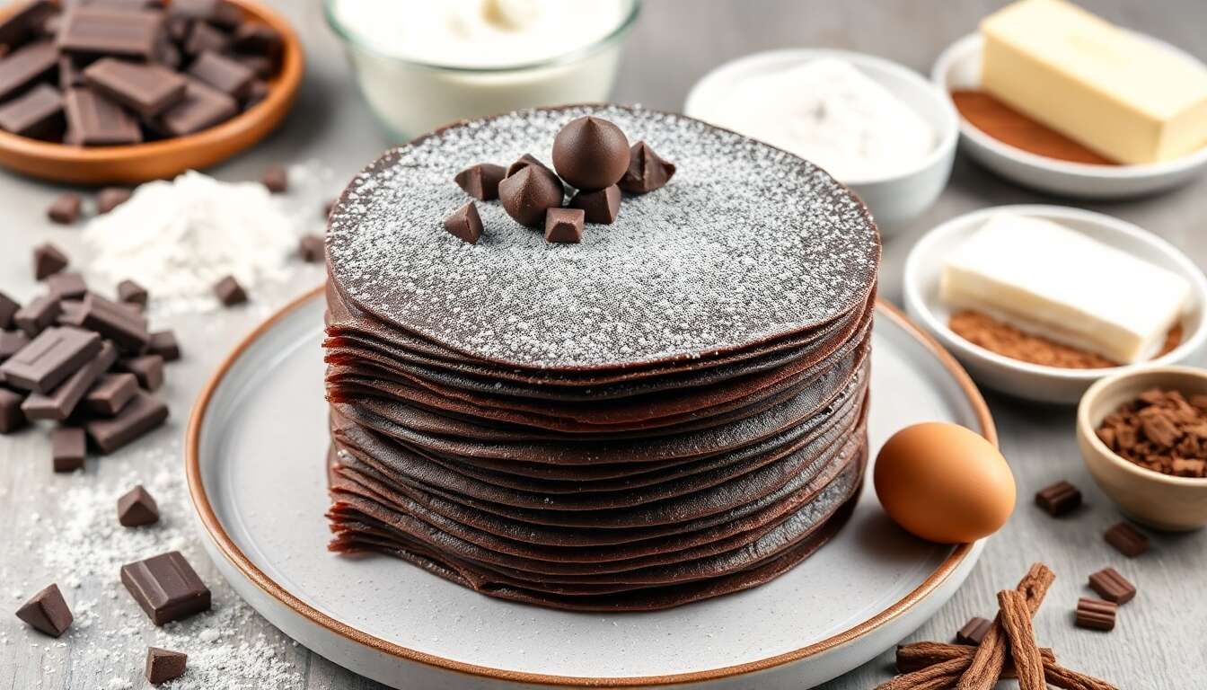 Gâteau de crêpes au chocolat noir : recette gourmande