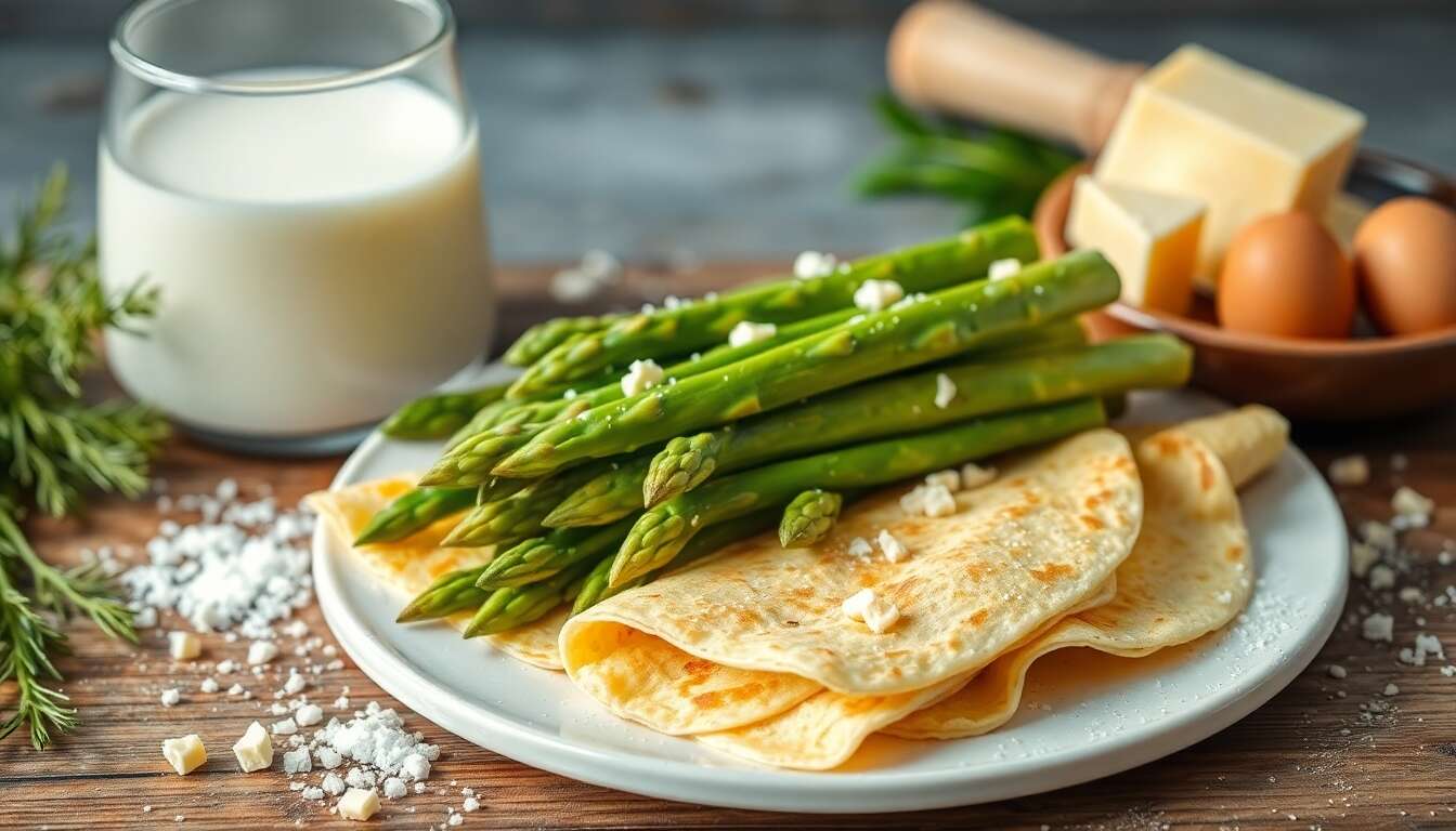 Crêpes aux asperges et au fromage : recette gourmande