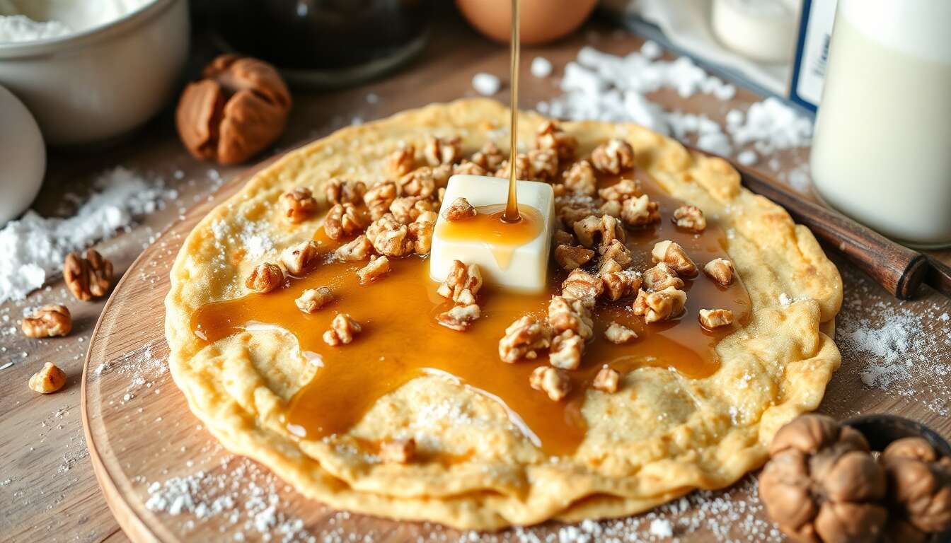 Crêpe géante aux noix : recette gourmande