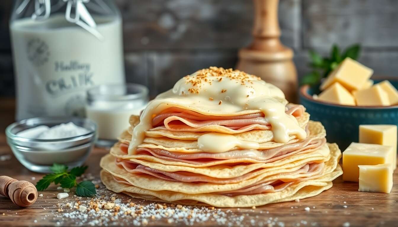 Crêpes jambon fromage à la béchamel : recette d'enfance