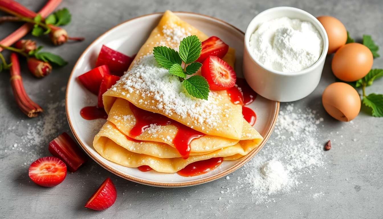 Crêpes soufflées à la rhubarbe : recette gourmande et facile
