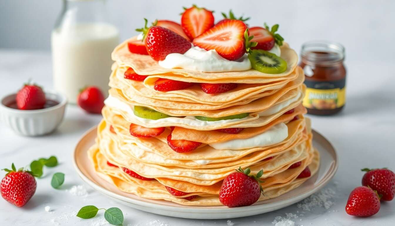 Tarte aux crêpes, fraises et kiwi : recette gourmande