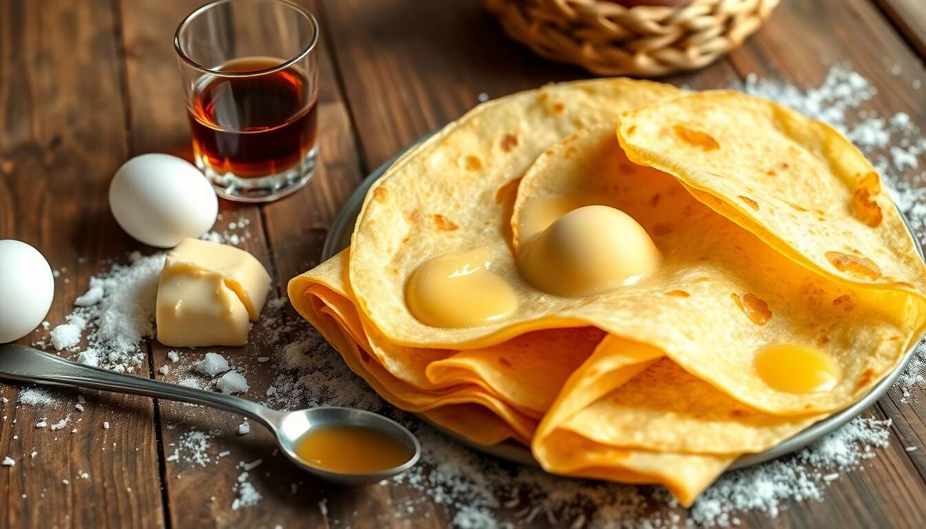 Crêpes flambées au brandy et crème de confiture de lait