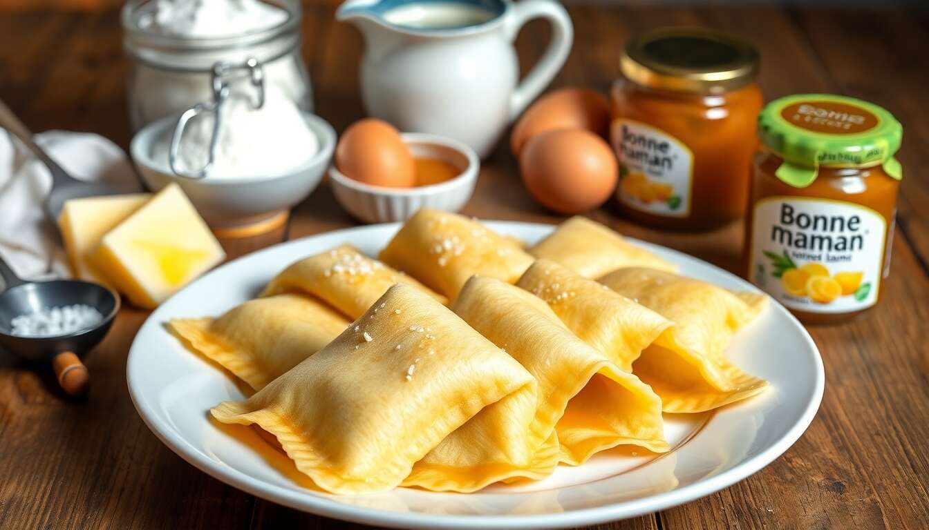 Ravioles de crêpes à la confiture Rhum Ananas Vanille Bonne Maman