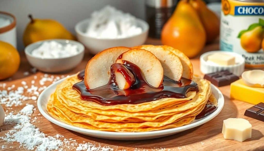 Crêpes aux poires et sauce chocolat : délice gourmand