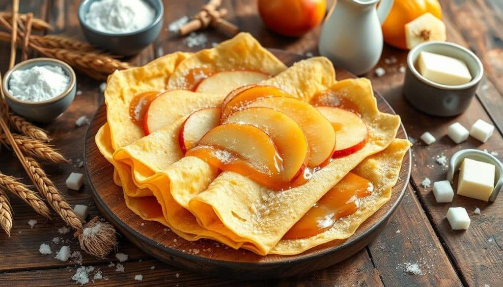 Crêpes aux pommes et caramel salé : recette gourmande