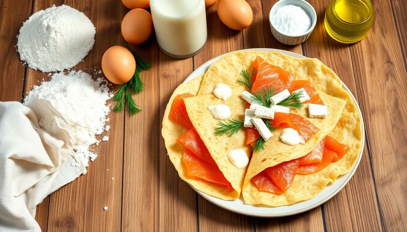 Crêpes fourrées au saumon : recette facile et savoureuse