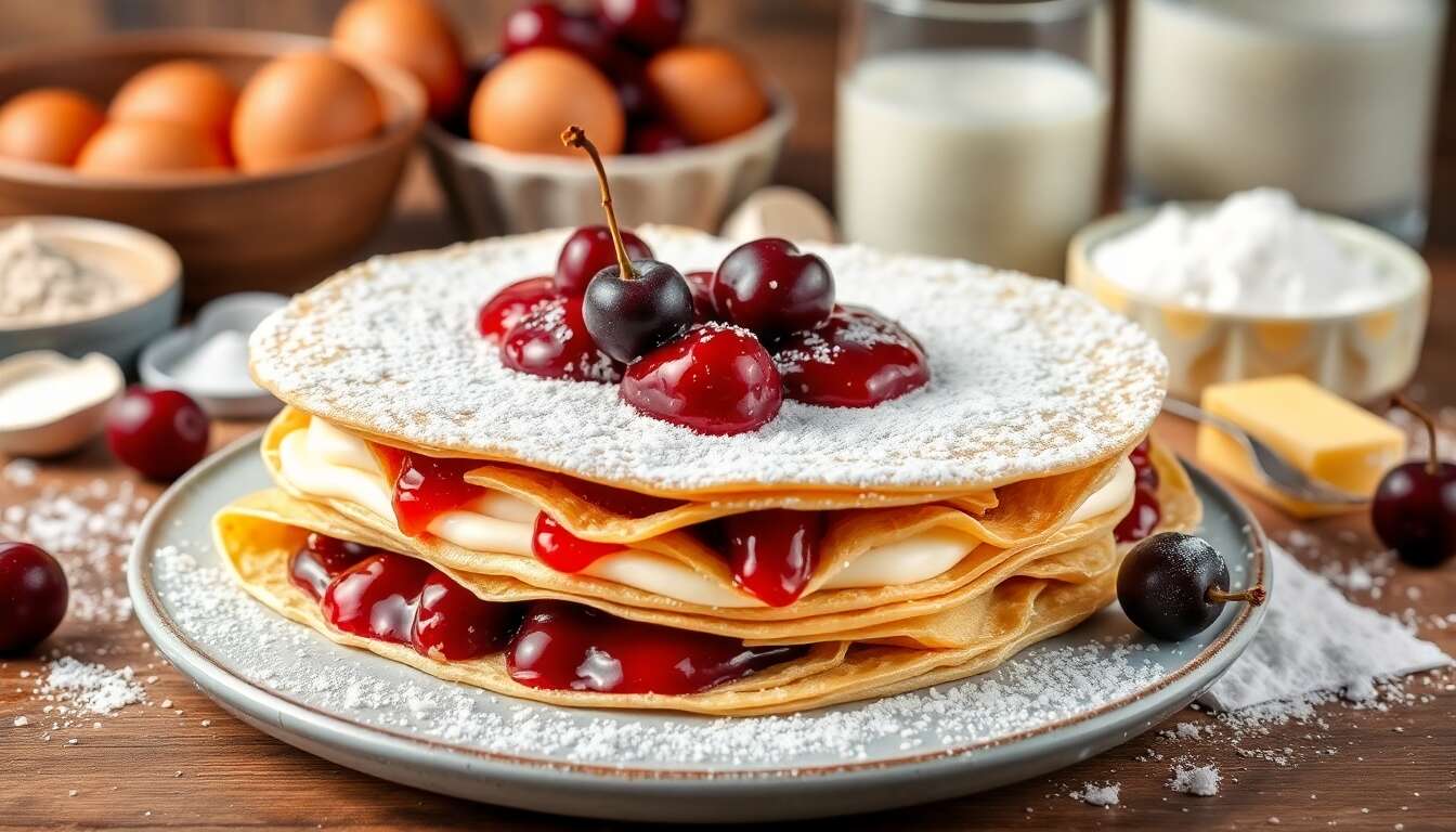 Mille-feuilles de crêpes à la griotte : une recette gourmande
