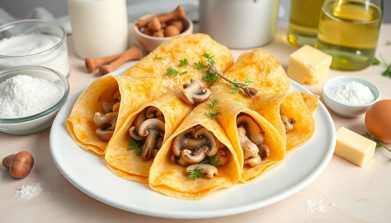 Recette de crêpes aux fruits de mer et champignons