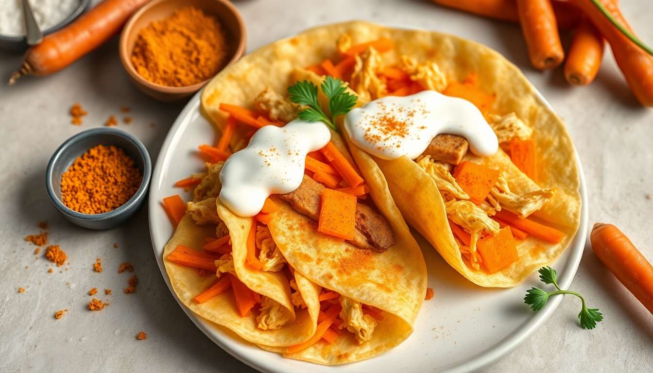 Crêpes au poulet curry et carottes : une recette savoureuse