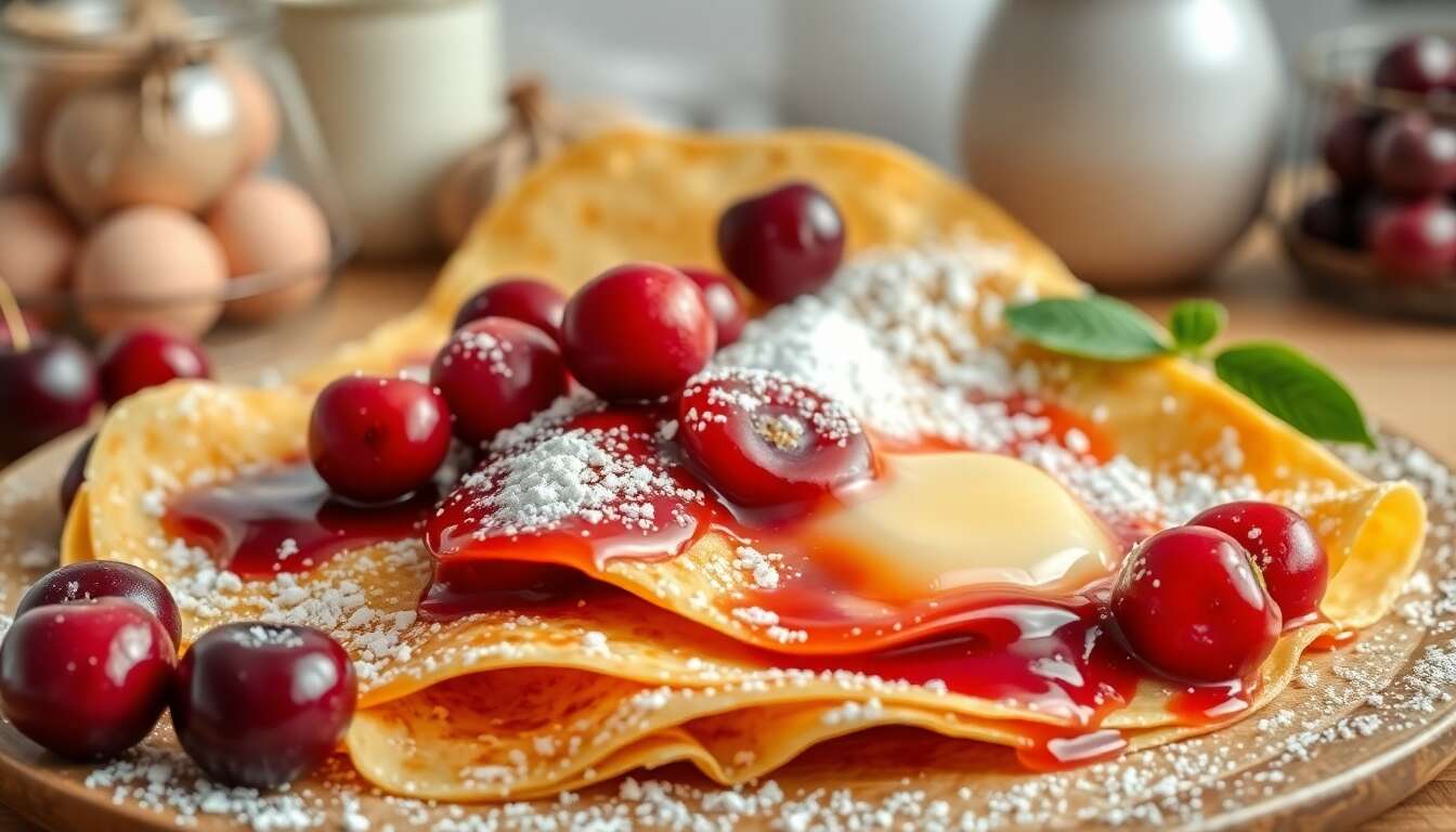 Crêpes aux cerises : recette facile et gourmande