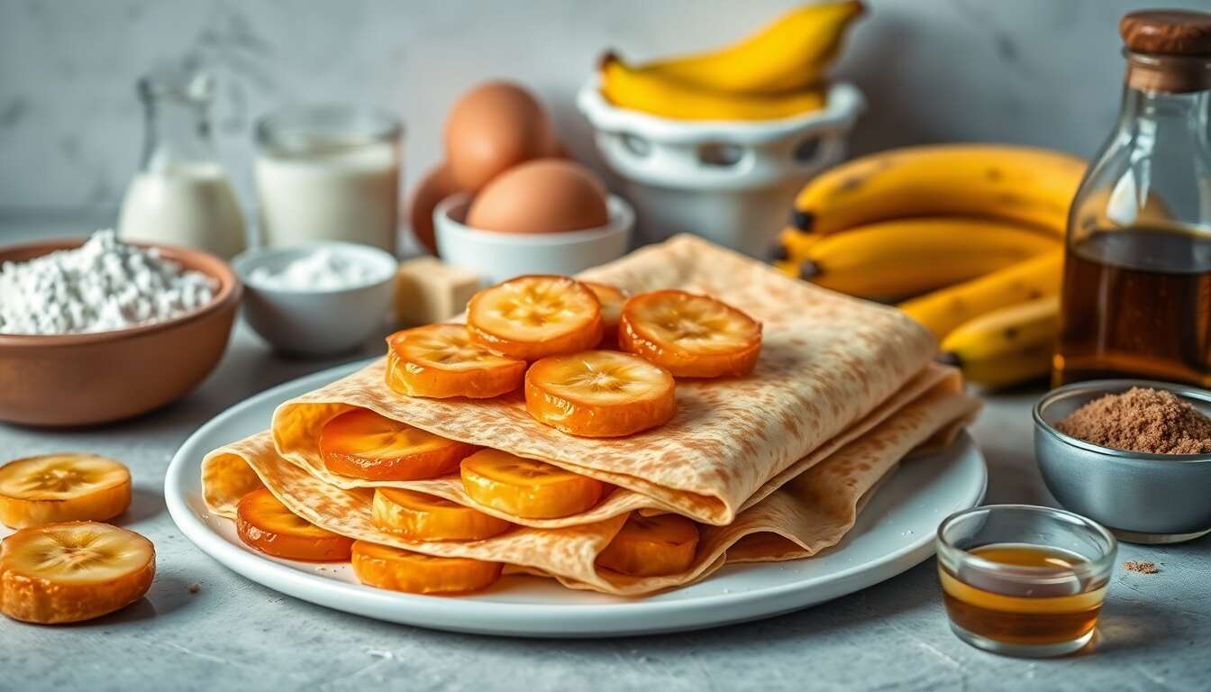 Crêpes aux bananes caramélisées : recette gourmande et facile