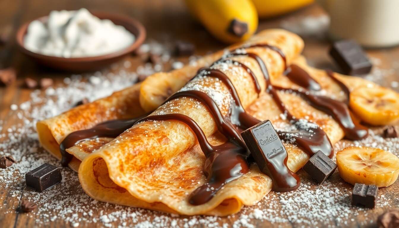 Crêpes au chocolat et banane flambée au Calvados : la recette gourmande