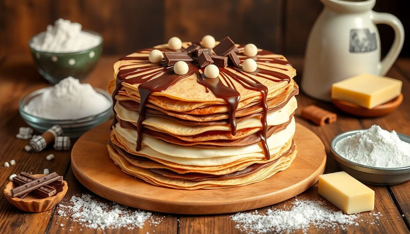 Gâteau de crêpes aux 3 chocolats : une douceur irrésistible