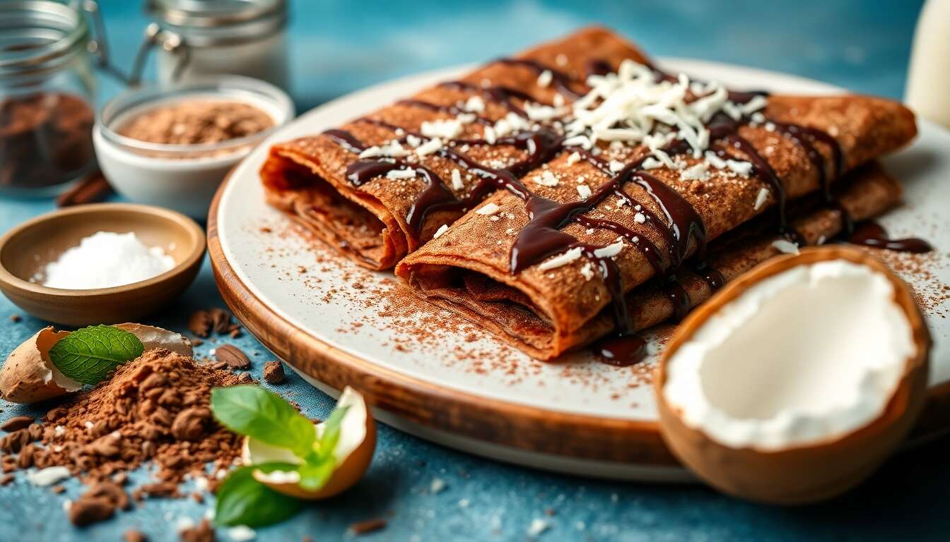 Crêpes au chocolat et coco : recette gourmande