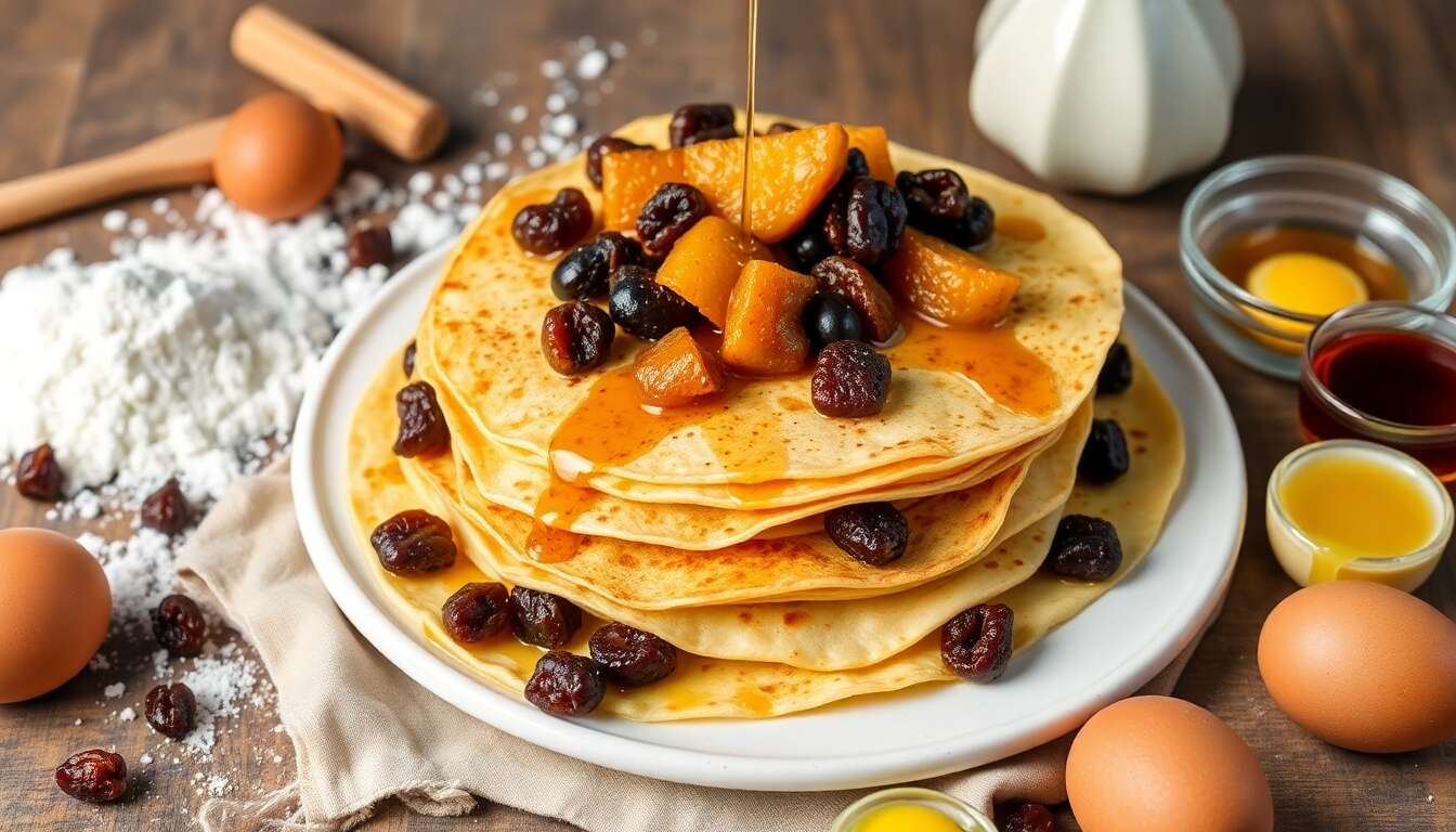 Crêpes gourmandes aux raisins secs et fruits confits : une recette savoureuse