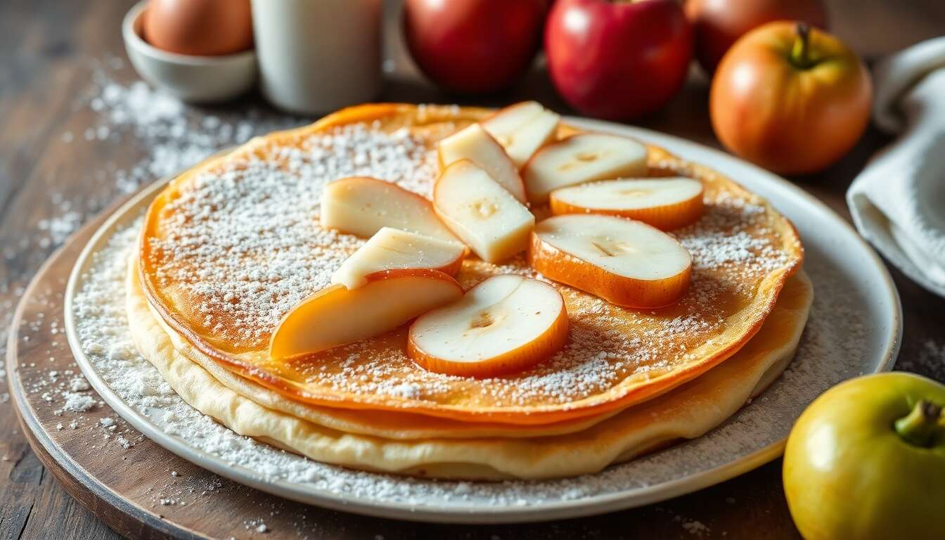 Gâteau de crêpes aux pommes et poires bio sans gluten