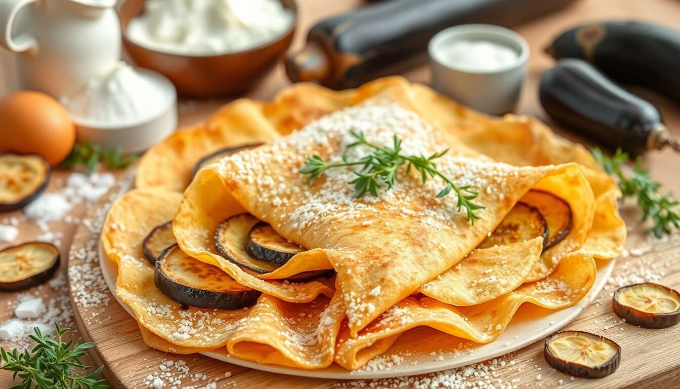 Recette délicieuse de crêpes d'aubergine