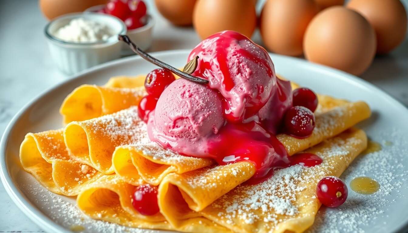Crêpes glacées à la groseille : délice sucré et rafraîchissant