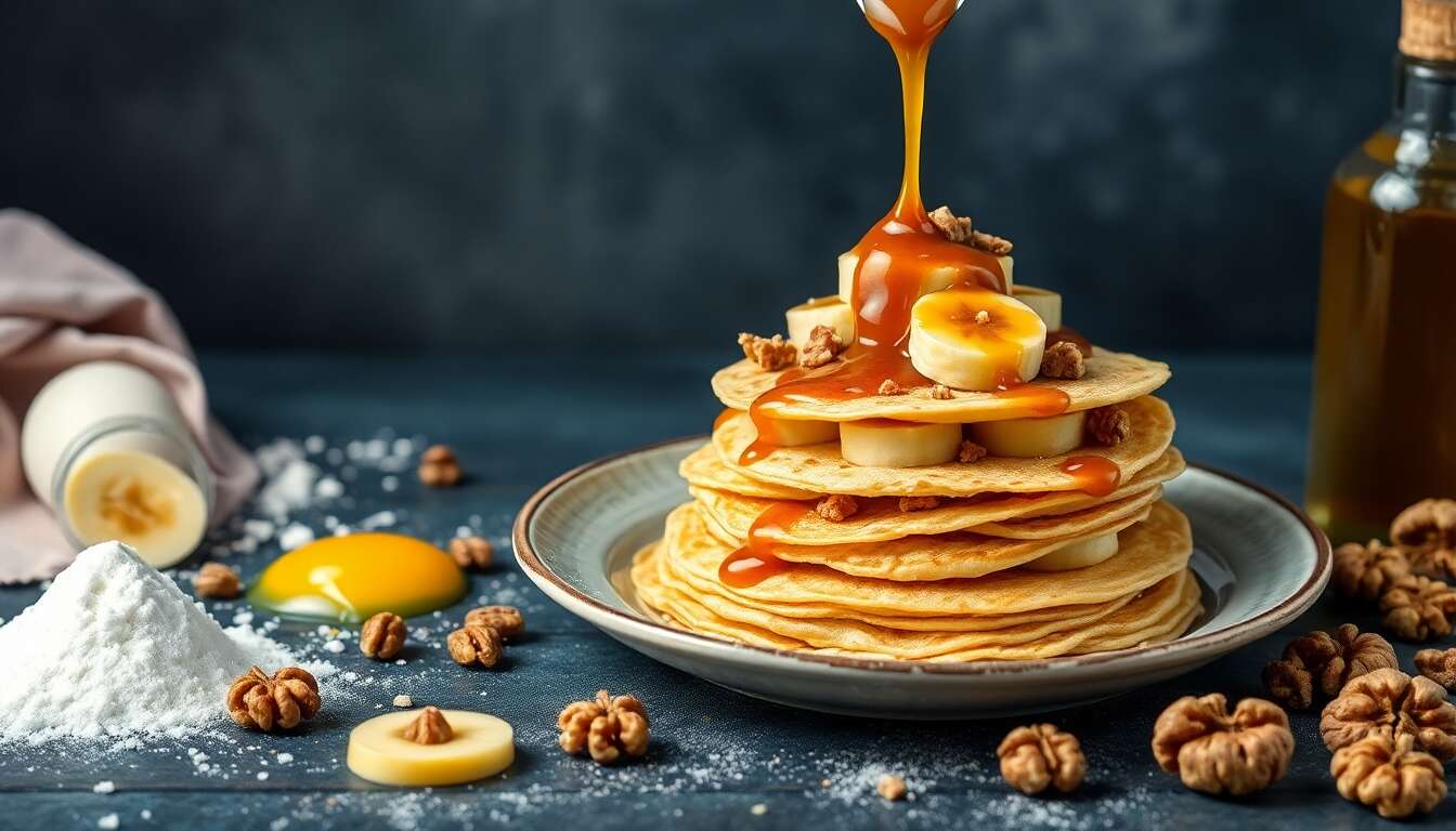 Crêpes farcies aux bananes caramélisées et noix : la recette gourmande