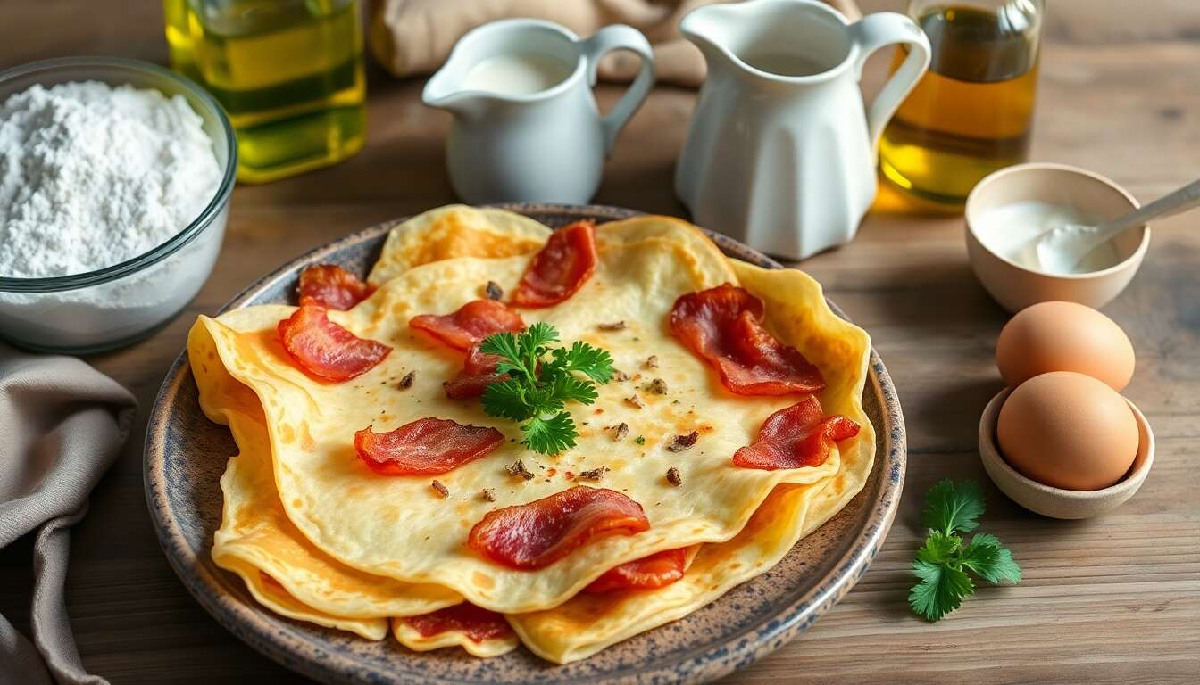 Crêpes au bacon et persil : recette savoureuse