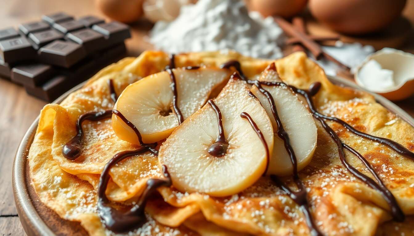 Crêpes aux poires et chocolat : recette gourmande au four