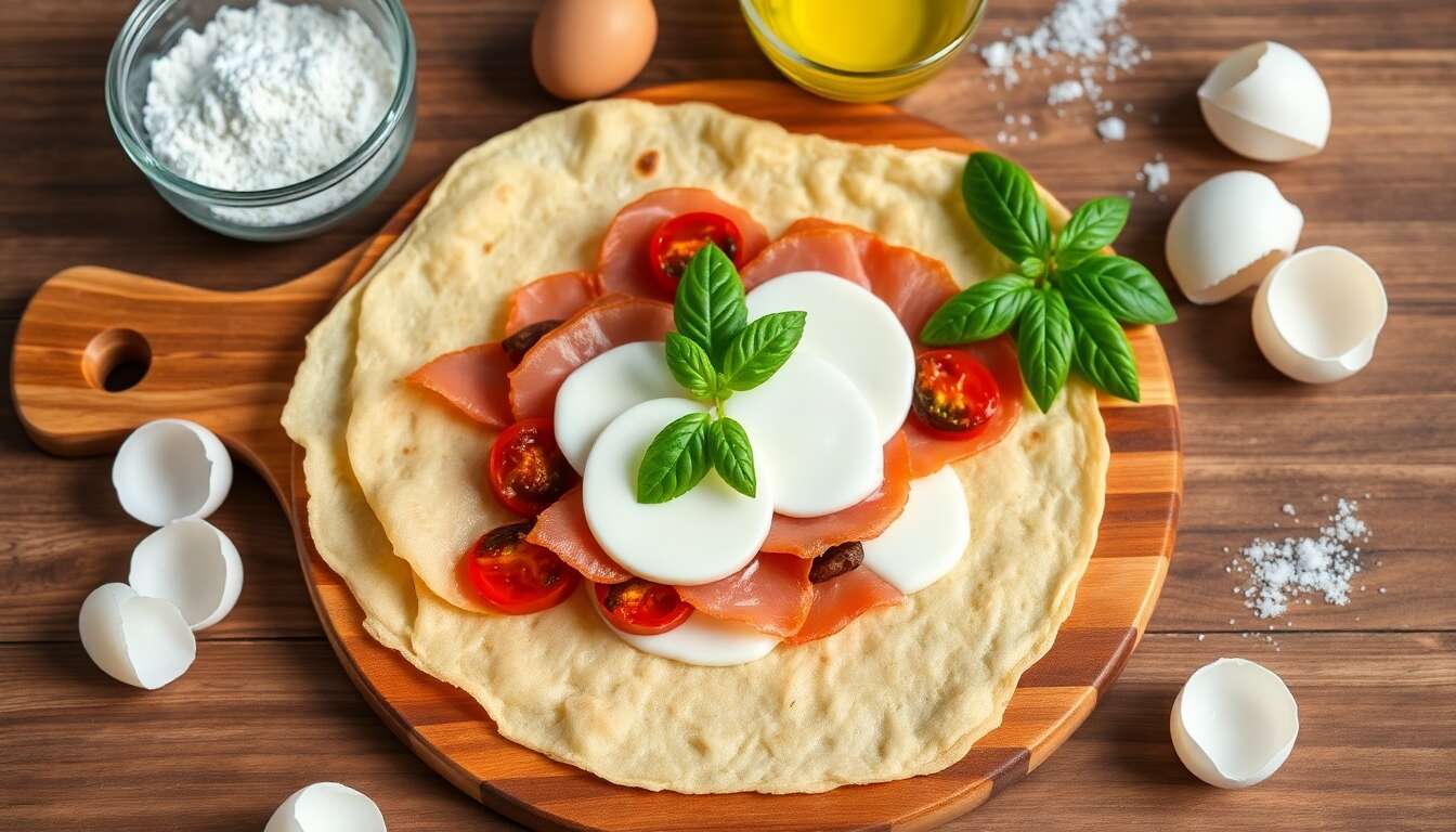 Crêpe au Prosciutto, tomates Séchées et Mozzarella : recette Savoureuse